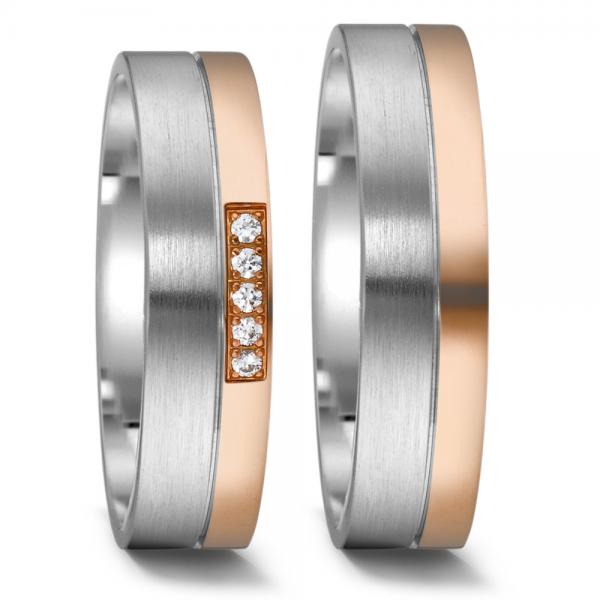 Trauringe Weiss-Rotgold von Weidner 62020 + 72020